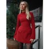 Dámské přiléhavé mini šaty na zip s dlouhým rukávem (Barva (varianta) Červená, Velikost L)