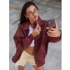 Dámská kožená bunda se zapínáním na zip (Barva (varianta) Bordová, Velikost S)
