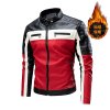 Pánská kožená motorkářská bunda s kožíškem (Barva (varianta) red thin, Velikost 4XL)