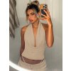 Dámský halter top bez zad pro volný čas (Barva (varianta) Khaki, Velikost L)