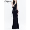 Dámské dlouhé elegantní šaty s výstřihem do V (Barva (varianta) Černá, Velikost S)