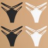 Dámská tanga s dvojitým páskem – 4 kusy (Barva (varianta) SET 2, Velikost L)