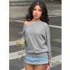 Dámské volné tričko s odhaleným ramenem (Barva (varianta) Šedá, Velikost L)