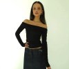 Dámský krátký top s dlouhým rukávem (Barva (varianta) Černá, Velikost L)