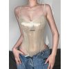Dámský přiléhavý body se šněrováním (Barva (varianta) Champagne Bodysuit, Velikost XL)