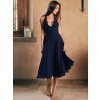 Dámské elegantní midi šaty s odhalenými zády (Barva (varianta) Tmavě modrá, Velikost S)