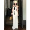 Dlouhé elegantní dámské šaty s odhalenými zády (Barva (varianta) Bílá, Velikost L)