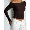 Dámské asymetrické tričko s dlouhým rukávem (Barva (varianta) Kávová, Velikost S)