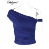 Asymetrický přiléhavý top s nařasením (Barva (varianta) Modrá, Velikost S)