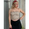 Leopardí krajkový crop top na ramínka (Barva (varianta) Leopardí, Velikost L)