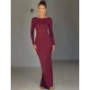 Dlouhé přiléhavé šaty s odhalenými zády (Barva (varianta) Bordová, Velikost S)
