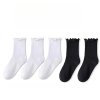 Dámské volánkové ponožky střední délky – 5 párů (Barva (varianta) 3 Pair Black 2White, Velikost ONE SIZE)