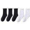 Dámské volánkové ponožky střední délky – 5 párů (Barva (varianta) 3 Pair Black 2White, Velikost ONE SIZE)