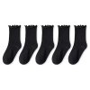 Dámské volánkové ponožky střední délky – 5 párů (Barva (varianta) 3 Pair Black 2White, Velikost ONE SIZE)