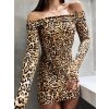 Leopardí minišaty bez ramen s rukávy (Barva (varianta) Leopardí, Velikost M)