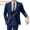Pánský elegantní oblek tří dílný slim fit (Barva (varianta) 1 buttons gray, Velikost S)