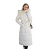 Zateplený dámský kabát – dlouhý zimní model (Barva Bílá, Velikost M)