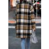 Dámský károvaný kabát – dlouhý, měkký flanel (Barva Khaki, Velikost M)
