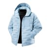 Pánská zimní péřová bunda s kapucí (Barva Světle modrá, Velikost L)