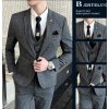Pánský lněný třídílný oblek pro formální události (Barva Šedá, Velikost 2XL)