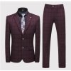 Pánský kostkovaný třídílný oblek v britském stylu (Barva (varianta) Red  3  piece set, Velikost M)