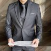 Pánský třídílný oblek v moderním elegantním stylu (Barva Šedá, Velikost 3XL)