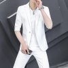 Pánský letní oblek s moderním zkráceným rukávem (Barva Bílá, Velikost L)