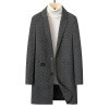 Pánský delší kabát s rybí kostí pro chladné dny (Barva Šedá, Velikost 4XL)
