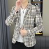 Pánské kostkované sako pro elegantní volnočasový styl (Barva Černá, Velikost 2XL)