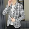 Pánské kostkované sako pro elegantní volnočasový styl (Barva Černá, Velikost 2XL)