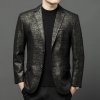 Pánská koženková bunda v elegantním sakovém stylu (Barva Černá, Velikost L)