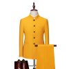 Pánský oblek se stojáčkem pro moderní společenský styl (Barva Žlutá, Velikost M)