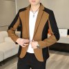 Pánské moderní sako se stylovým kontrastem (Barva Hnědá, Velikost XL)