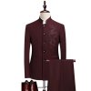 Pánský oblek se stojáčkem pro moderní styl (Barva Červená, Velikost L)