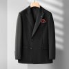 Pánské dvouřadé sako pro elegantní vzhled (Barva Černá, Velikost 2XL)