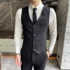 Pánský pruhovaný třídílný oblek pro eleganci (Barva Černá, Velikost S)