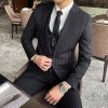 Pánský pruhovaný třídílný oblek pro eleganci (Barva Černá, Velikost S)
