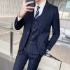 Pánský pruhovaný třídílný oblek pro eleganci (Barva Černá, Velikost S)