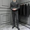 Pánský dvouřadý třídílný oblek pro svatební styl (Barva Šedá, Velikost 4XL)