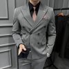 Pánský dvouřadý třídílný oblek pro svatební styl (Barva Šedá, Velikost 4XL)