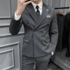 Pánský dvouřadý třídílný oblek pro svatební styl (Barva Šedá, Velikost 4XL)