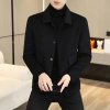 Pánský krátký vlněný kabát elegantního střihu (Barva Černá, Velikost S)