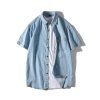 Pánská krátkorukávová košile z lehké džínoviny (Barva (varianta) Světle modrá, Velikost 3XL)