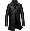 Pánský dlouhý kožený kabát pro elegantní styl (Barva Černá, Velikost S)
