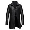 Pánský dlouhý kožený kabát pro elegantní styl (Barva Černá, Velikost S)
