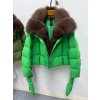 Dámská péřová bunda s límcem z liščí kožešiny (Barva (varianta) Khaki, Velikost L)