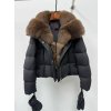 Dámská péřová bunda s límcem z liščí kožešiny (Barva (varianta) Khaki, Velikost L)