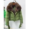 Dámská péřová bunda s límcem z liščí kožešiny (Barva (varianta) Khaki, Velikost L)