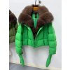 Dámská péřová bunda s límcem z liščí kožešiny (Barva (varianta) Khaki, Velikost L)