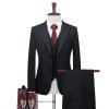 Pánský vlněný třídílný oblek pro svatby (Barva Černá, Velikost XS)